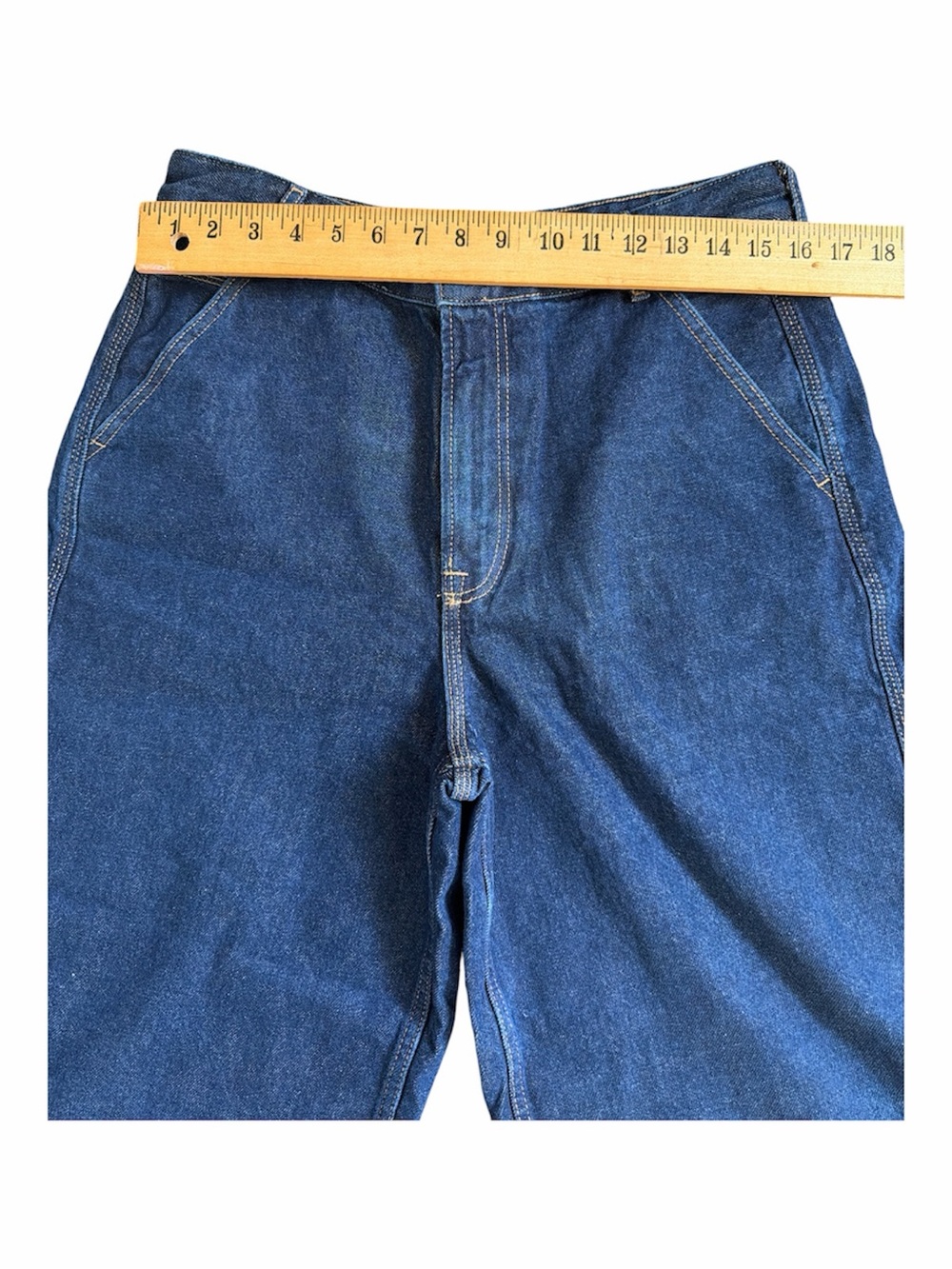 We the Free Jorts Wide Leg L Blue Wash Bermuda Denim Shorts 100% Cotton NWOT - Picture 4 of 8